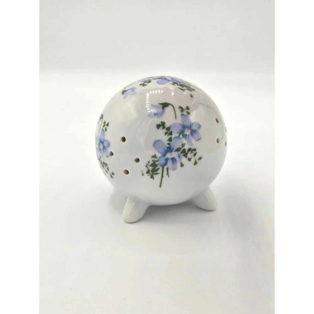 Charming Vintage‎ Porcelain Pomander/Potpourri Holder with Blue Flowers